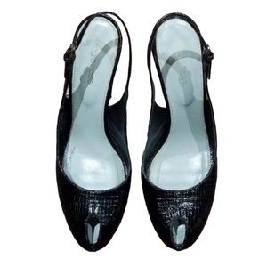 Sergio Rossi Peep-Toe Sling Back Platform Heels